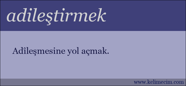 adileştirmek kelimesinin anlamı ne demek?