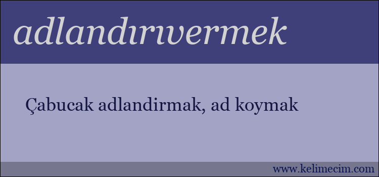 adlandırıvermek kelimesinin anlamı ne demek?