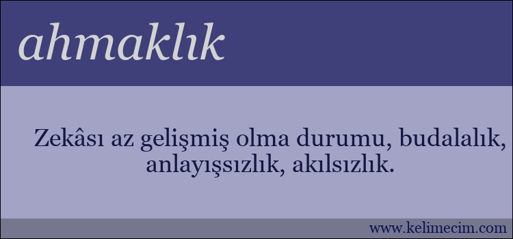 ahmaklık kelimesinin anlamı ne demek?