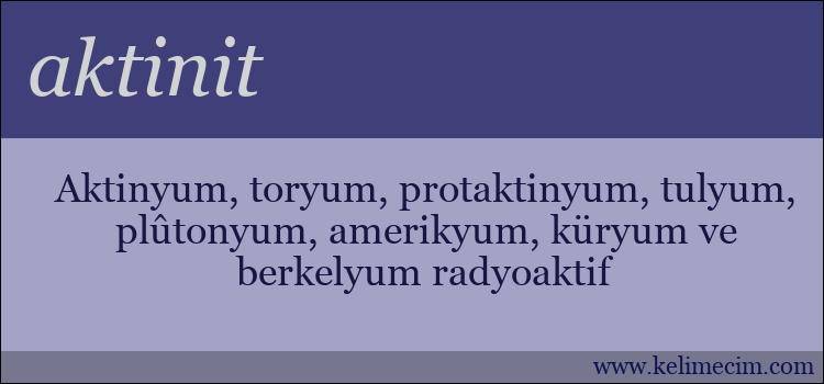 aktinit kelimesinin anlamı ne demek?