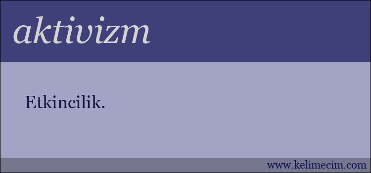 aktivizm kelimesinin anlamı ne demek?