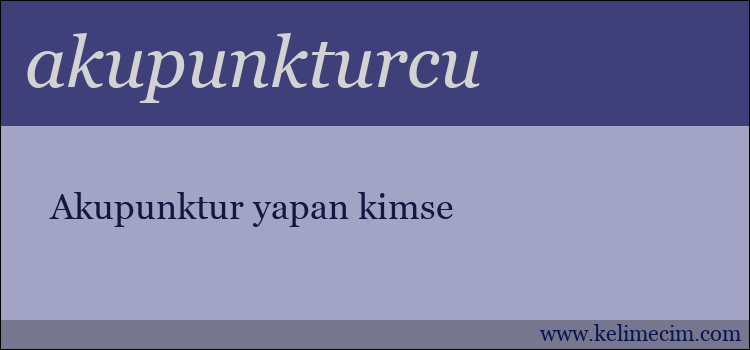 akupunkturcu kelimesinin anlamı ne demek?