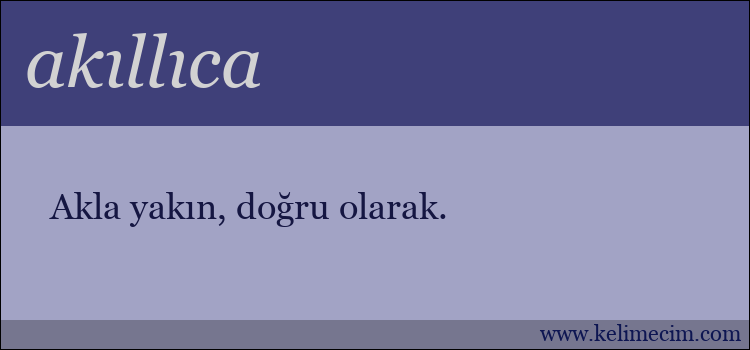 akıllıca kelimesinin anlamı ne demek?