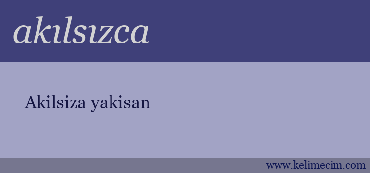 akılsızca kelimesinin anlamı ne demek?