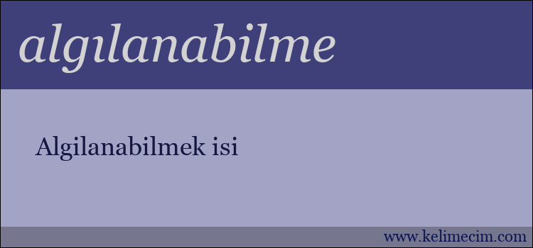 algılanabilme kelimesinin anlamı ne demek?