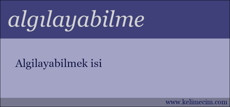 algılayabilme kelimesinin anlamı ne demek?