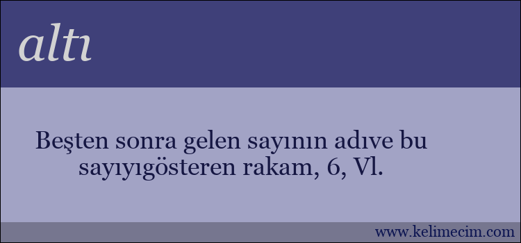 altı kelimesinin anlamı ne demek?