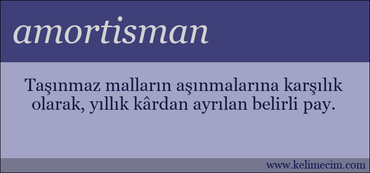 amortisman kelimesinin anlamı ne demek?