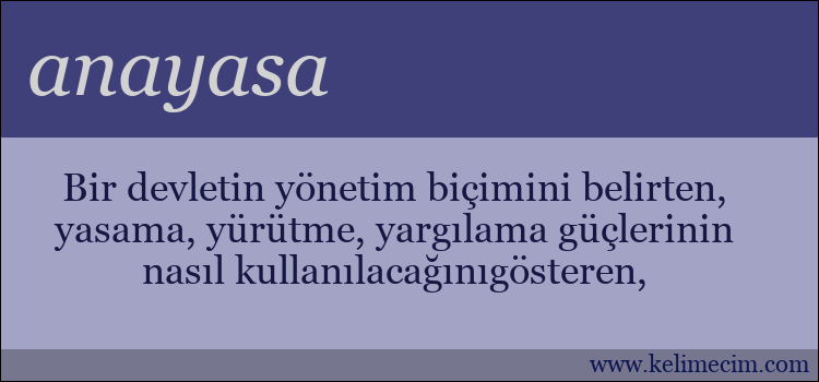 anayasa kelimesinin anlamı ne demek?