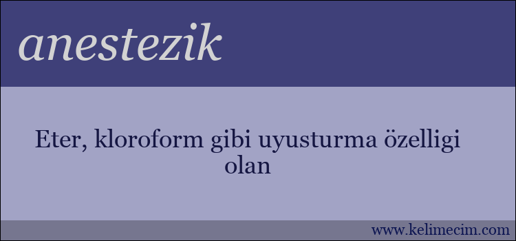 anestezik kelimesinin anlamı ne demek?