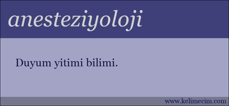 anesteziyoloji kelimesinin anlamı ne demek?