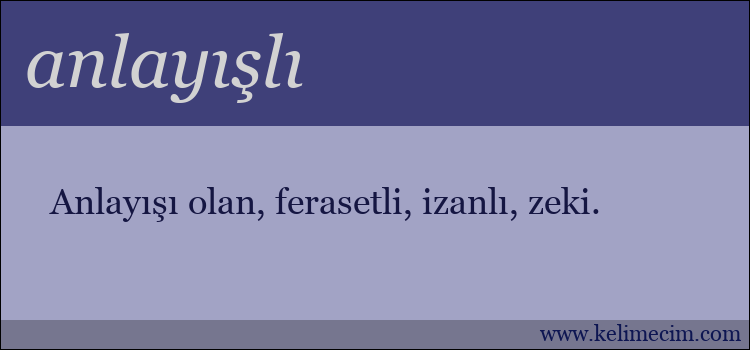 anlayışlı kelimesinin anlamı ne demek?