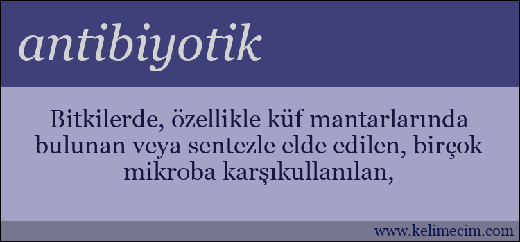 antibiyotik kelimesinin anlamı ne demek?