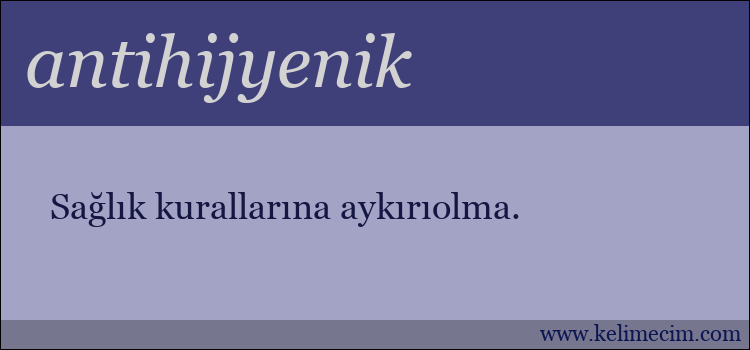 antihijyenik kelimesinin anlamı ne demek?