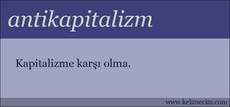 antikapitalizm kelimesinin anlamı ne demek?
