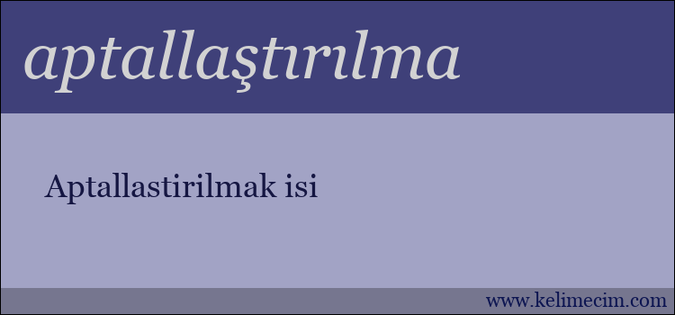 aptallaştırılma kelimesinin anlamı ne demek?