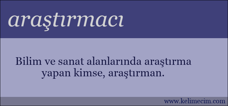 araştırmacı kelimesinin anlamı ne demek?