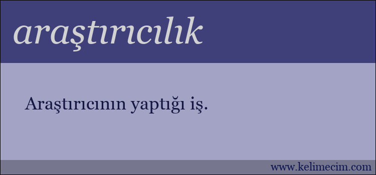 araştırıcılık kelimesinin anlamı ne demek?