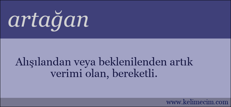 artağan kelimesinin anlamı ne demek?