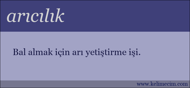 arıcılık kelimesinin anlamı ne demek?