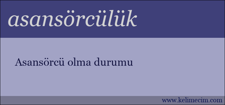 asansörcülük kelimesinin anlamı ne demek?