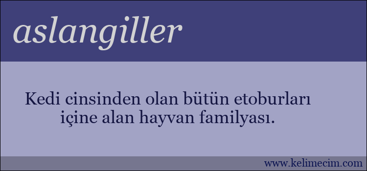 aslangiller kelimesinin anlamı ne demek?