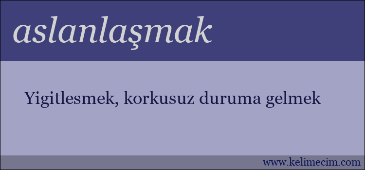 aslanlaşmak kelimesinin anlamı ne demek?