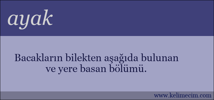 ayak kelimesinin anlamı ne demek?