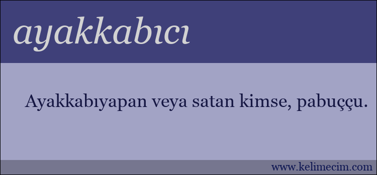 ayakkabıcı kelimesinin anlamı ne demek?