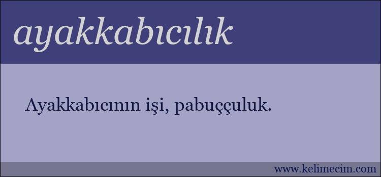 ayakkabıcılık kelimesinin anlamı ne demek?