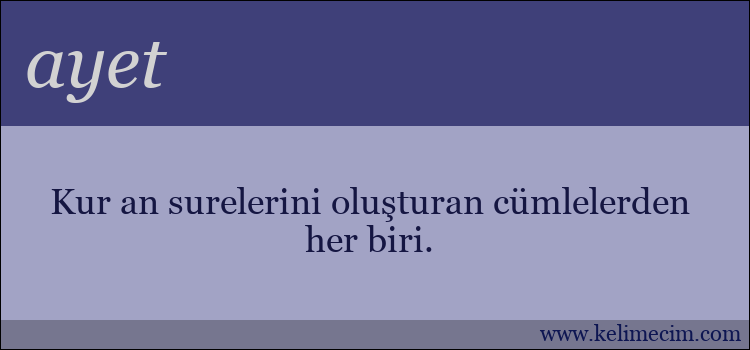 ayet kelimesinin anlamı ne demek?