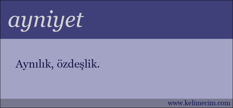 ayniyet kelimesinin anlamı ne demek?