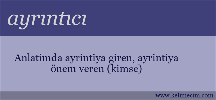 ayrıntıcı kelimesinin anlamı ne demek?