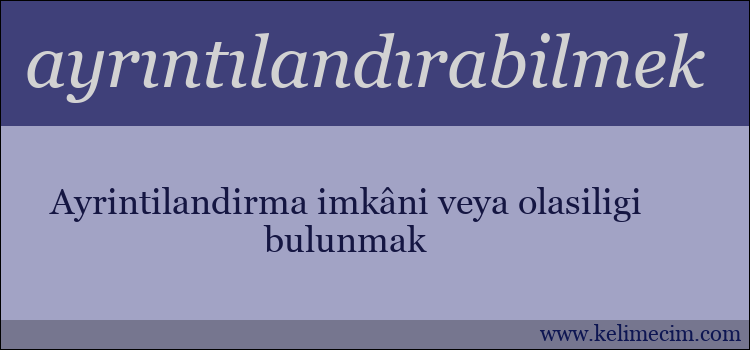 ayrıntılandırabilmek kelimesinin anlamı ne demek?