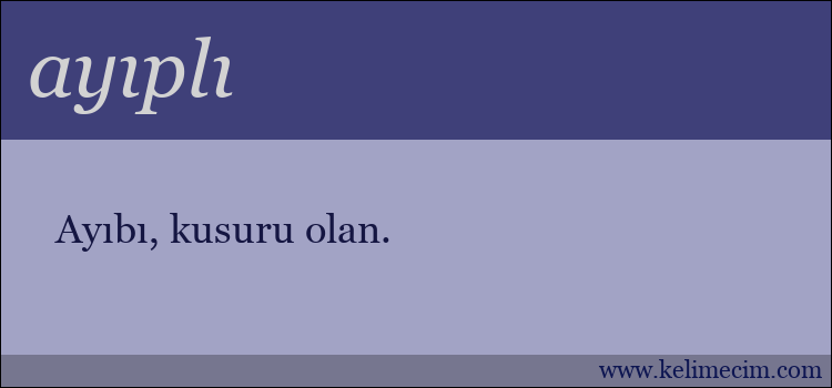 ayıplı kelimesinin anlamı ne demek?