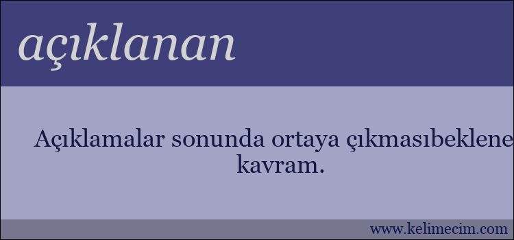 açıklanan kelimesinin anlamı ne demek?