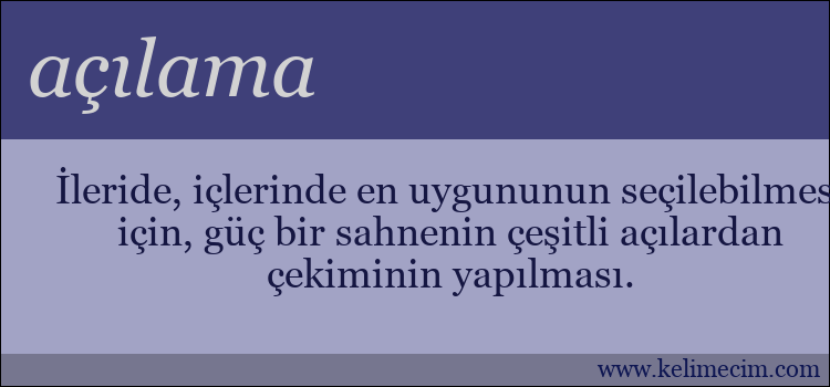 açılama kelimesinin anlamı ne demek?