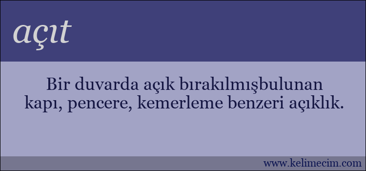 açıt kelimesinin anlamı ne demek?