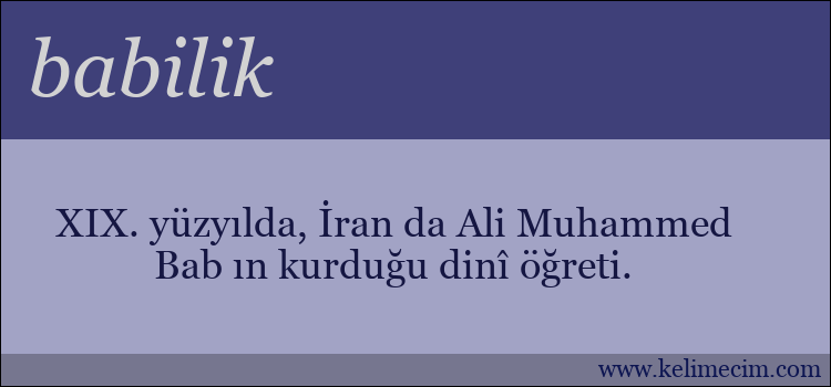 babilik kelimesinin anlamı ne demek?