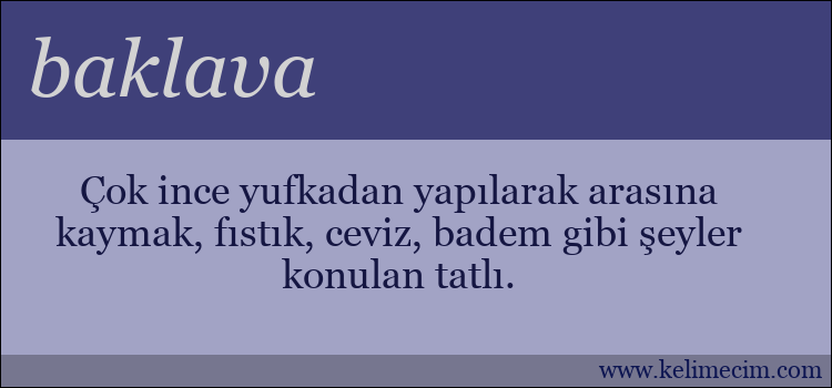 baklava kelimesinin anlamı ne demek?