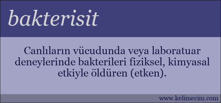 bakterisit kelimesinin anlamı ne demek?