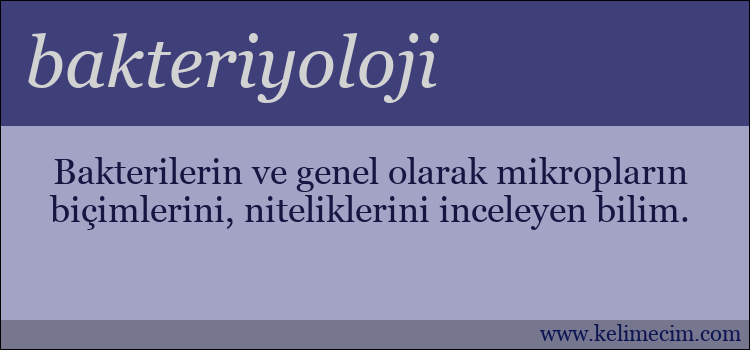 bakteriyoloji kelimesinin anlamı ne demek?