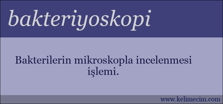 bakteriyoskopi kelimesinin anlamı ne demek?