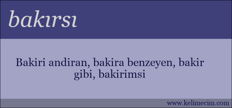 bakırsı kelimesinin anlamı ne demek?