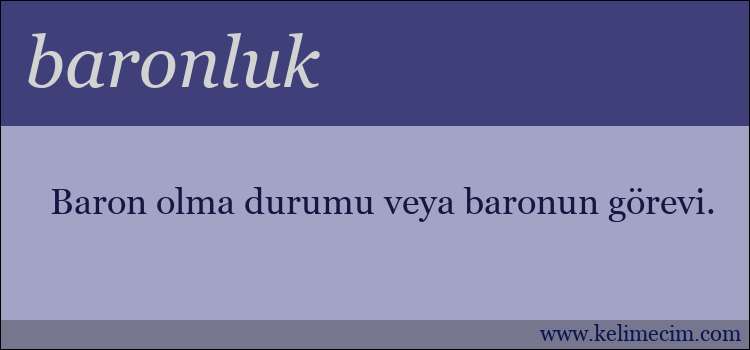 baronluk kelimesinin anlamı ne demek?