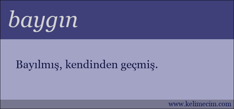 baygın kelimesinin anlamı ne demek?