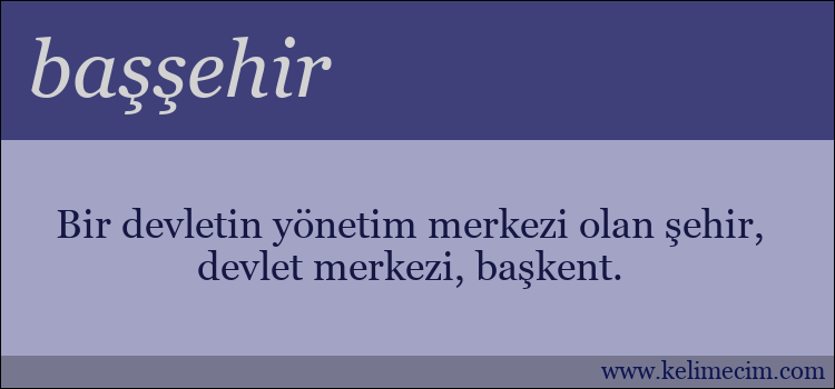 başşehir kelimesinin anlamı ne demek?