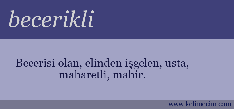 becerikli kelimesinin anlamı ne demek?