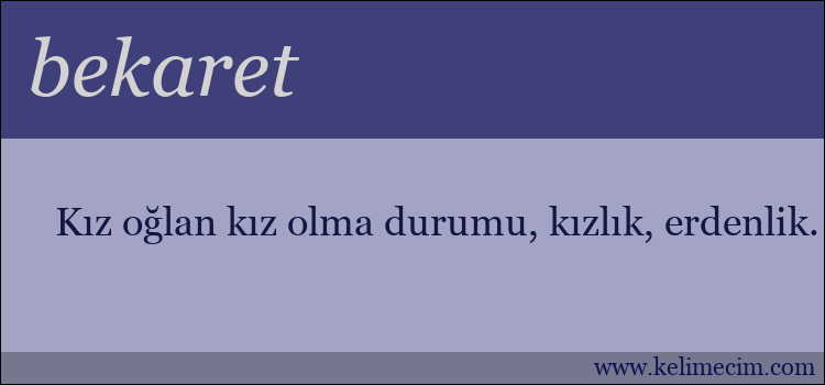 bekaret kelimesinin anlamı ne demek?