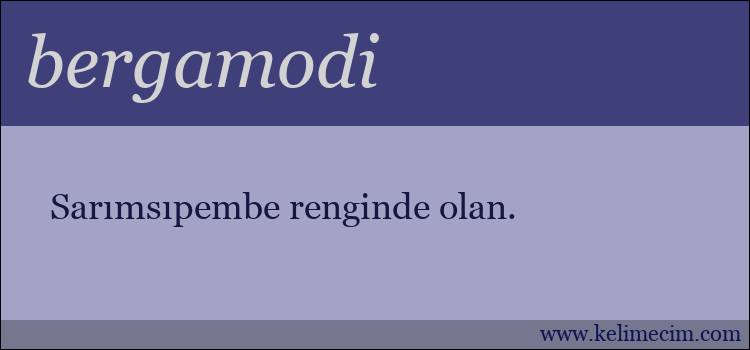 bergamodi kelimesinin anlamı ne demek?